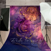 Aperturee - Aperturee Elegant Purple Abstract Floral Fine Art Sweep Backdrop